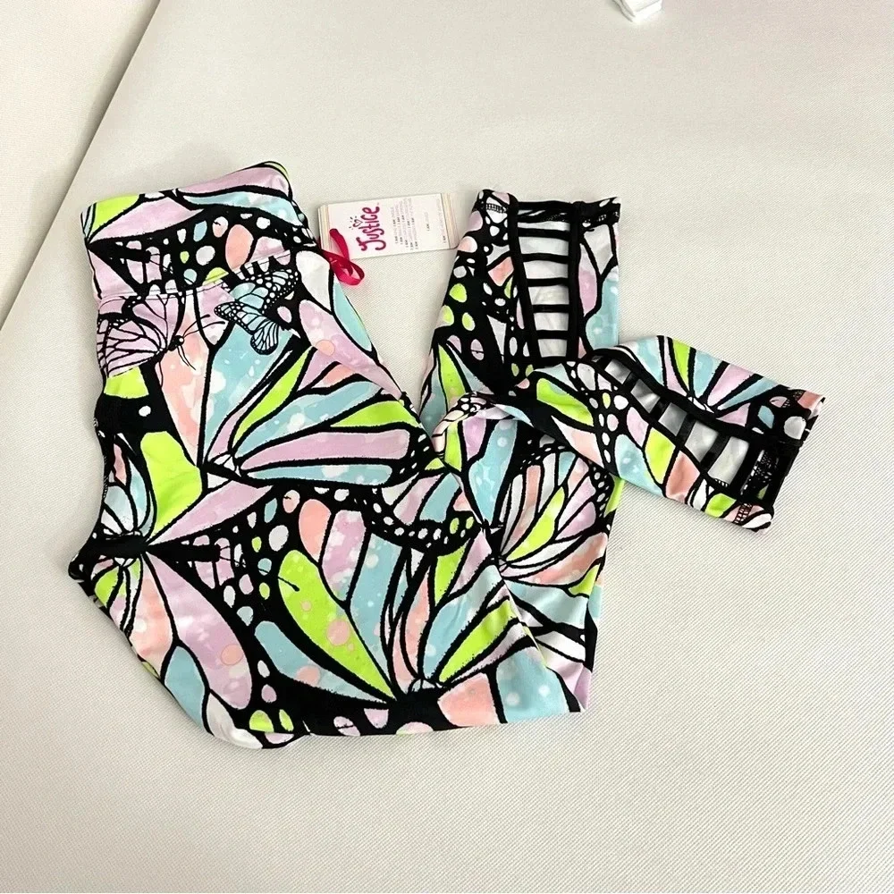 Justice Ankle Girls Butterfly Print Collection Legging Multicolored High Rise